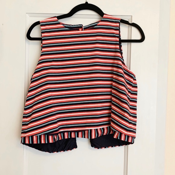 ☘️ Zara Stripe Crop Top Size Large - Picture 2 of 8